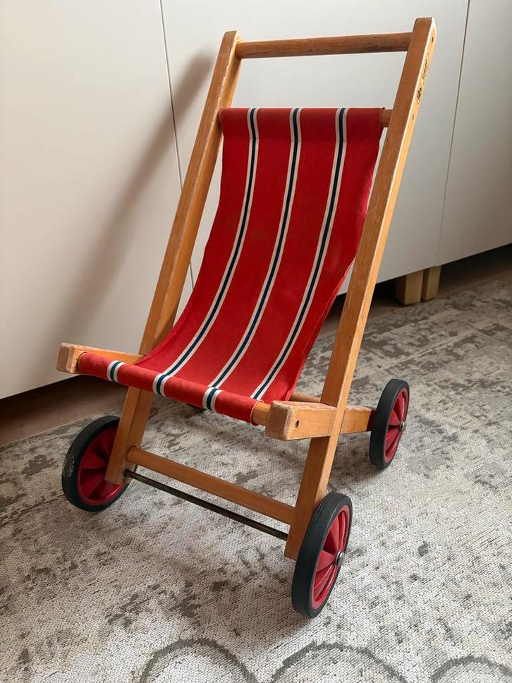 Vintage Houten Speelgoed Buggy, Kinderen en Baby's, Speelgoed | Overig, Gebruikt, Jongen of Meisje, Ophalen