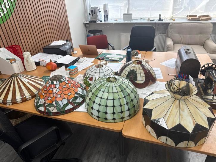 Glas in Lood Lampenkappen - Diverse Designs, Huis en Inrichting, Lampen | Lampenkappen, Gebruikt, 25 tot 50 cm, Rond, Wit, Ophalen of Verzenden