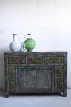 Uniek Landelijk Oosters Dressoir Vintage Style Chinese Kast, 100 tot 150 cm, Stoer Bohemian Landelijk Kleurrijk Oosters Vintage Style Uniek