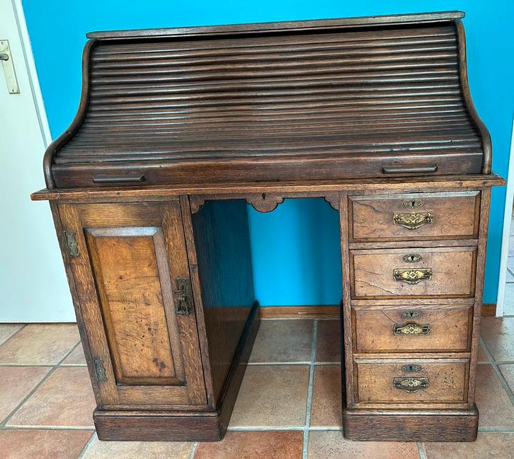 Prachtig antiek Engels bureau. Met bloemmahonie fronten., Huis en Inrichting, Kasten | Secretaires, Gebruikt, Ophalen