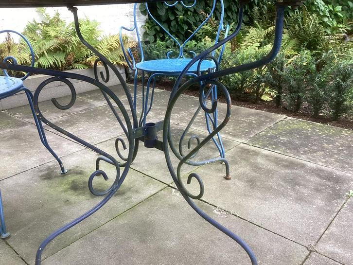 Brocant Bistro Set - Verf Nodig, Tuin en Terras, Tuinstoelen, Gebruikt, Metaal, Ophalen of Verzenden