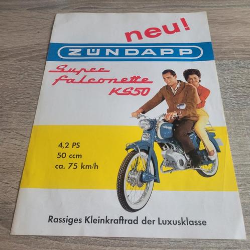 Zundapp Folder 1961/62 Type 510 Super falconette KS50  Duits, Fietsen en Brommers, Handleidingen en Instructieboekjes, Gebruikt