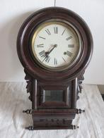 Houten hang school klok met slingerwerk - 19e eeuw, Ophalen of Verzenden