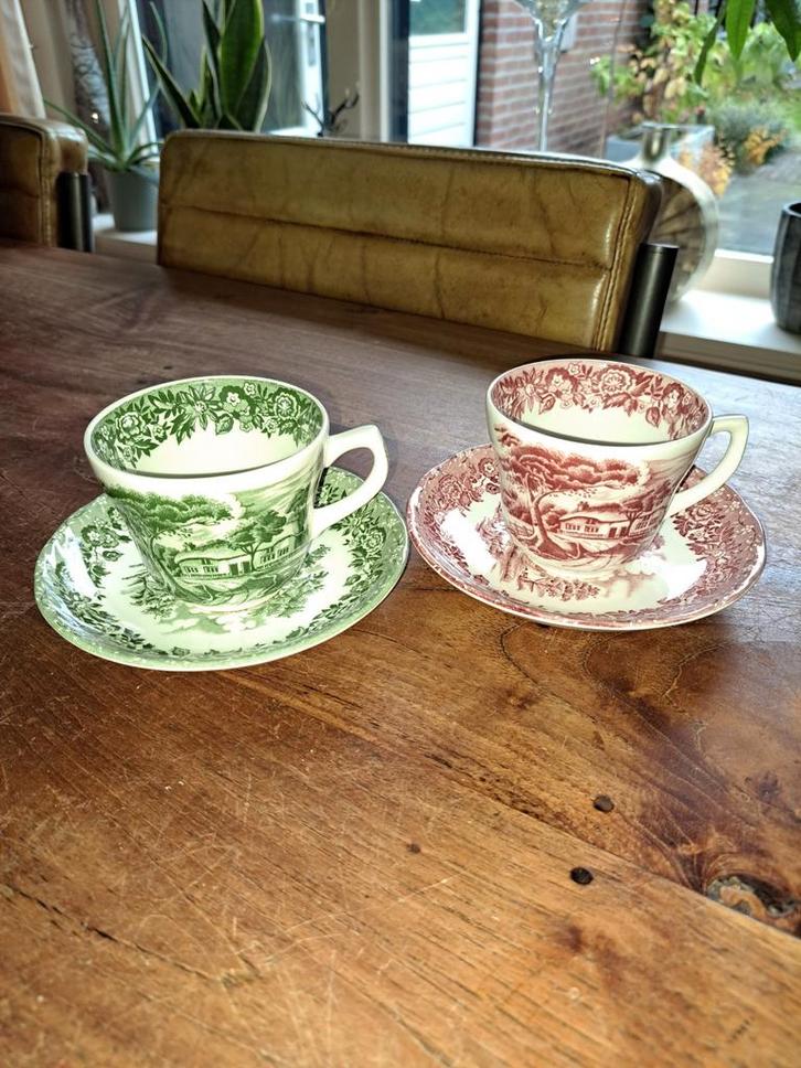 2x kop en schotel, Antiek en Kunst, Antiek | Servies los, Ophalen of Verzenden