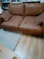 2-zits bank, cognac bruin, nubuck leer, Huis en Inrichting, Banken | Bankstellen, Ophalen, Zo goed als nieuw, 75 tot 100 cm, Leer