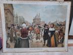 Oude schoolplaat Amsterdam  110 cm bij 84 cm, Antiek en Kunst, Antiek | Schoolplaten, Ophalen of Verzenden, Geschiedenis
