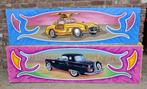 oude borden van kermis kermisborden vw kever corvet mercedes, Antiek en Kunst, Ophalen
