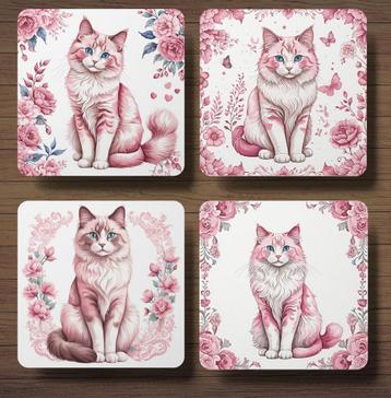 Ragdoll Delfts Roze onderzetters met houder beschikbaar voor biedingen