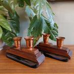 Art Deco Houten Kandelaars Set, Antiek en Kunst, Curiosa en Brocante, Ophalen of Verzenden