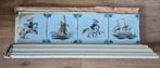Vier unieke tegels, antieke wandtegels, Tichelaar Makkum., Ophalen of Verzenden