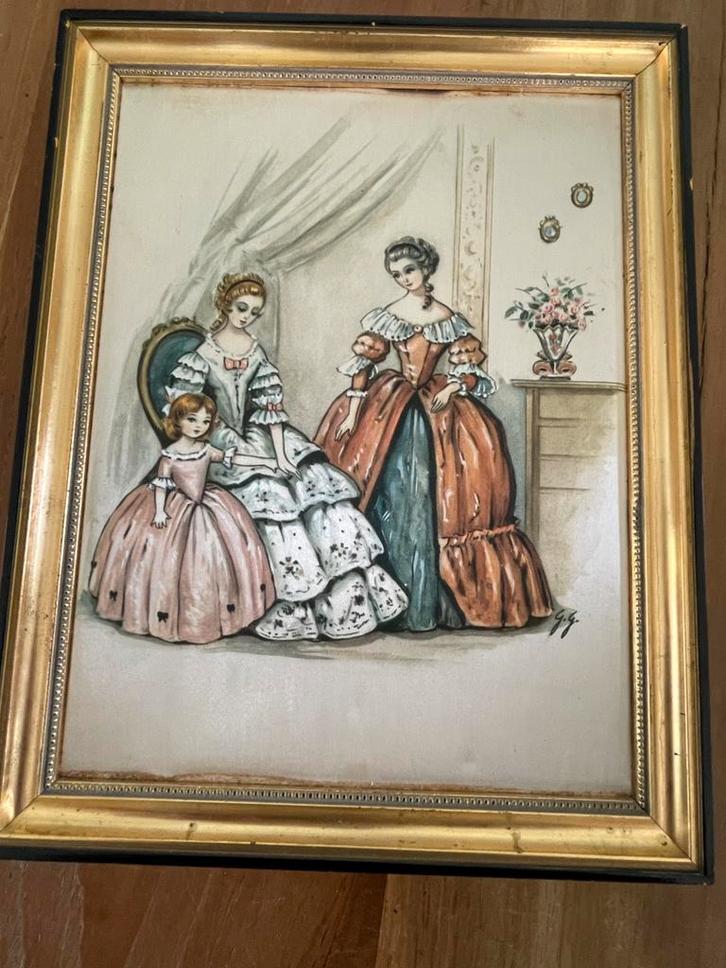 schilderij op zijde, Antiek en Kunst, Kunst | Schilderijen | Klassiek, Ophalen