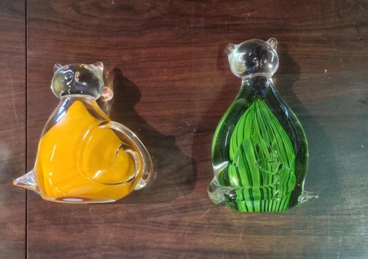 2 glazen murano katten, Antiek en Kunst, Antiek | Glas en Kristal, Ophalen of Verzenden