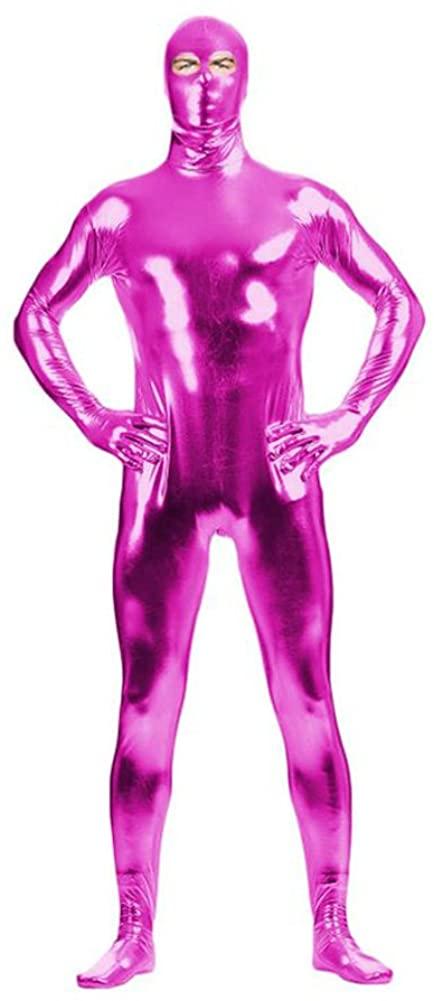 Donker roze heren bodysuit catsuit glimmend zentai wetlook, Verzenden, Nieuw, Overige maten, Kleding