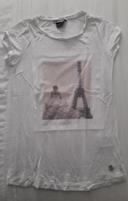Wit t-shirt met print, Baker Bridge, maat 152, meisje., Kinderen en Baby's, Kinderkleding | Maat 152, Gebruikt, Meisje, Shirt of Longsleeve