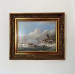 Schilderij winterlandschap op paneel. Thomas Heesakkers.