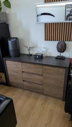 Dressoir Monaco - Eiken - Grijs - 140 cm, Huis en Inrichting, Kasten | Dressoirs, Ophalen, 150 tot 200 cm, Eikenhout, Zo goed als nieuw