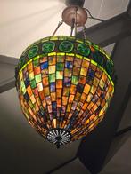 Tiffany hanglamp glas in lood antiek, Huis en Inrichting, Lampen | Hanglampen, Ophalen of Verzenden, Zo goed als nieuw, Glas, Minder dan 50 cm