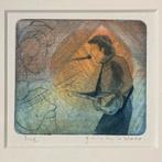 Ets Guus Kuit gitarist met lijst, Antiek en Kunst, Kunst | Schilderijen | Modern, Ophalen of Verzenden