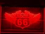 Led Lichtbord ROUTE 66 3d neon look, Verzamelen, Ophalen of Verzenden, Nieuw, Lichtbak of (neon) lamp