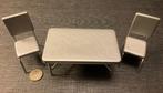 Poppenhuis 1950 Retro Zilveren Keukentafel 2 Stoelen, Ophalen, Gebruikt, Toebehoren