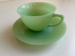 Fire King Jadeite kop en schotel Jane Ray, Antiek en Kunst, Ophalen of Verzenden