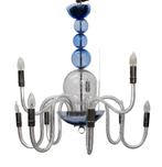 Murano Blauw en geslepen glazen negen-lichts Kroonluchter, Ophalen, Gebruikt, Glas, Klassiek