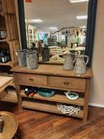 Robuust teakhouten sidetable 2 lades 2 plateaus 120 cm, Huis en Inrichting, Tafels | Sidetables, Ophalen, 100 tot 150 cm, Teakhout