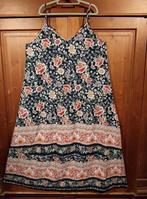 vintage / boho zomerjurk met bloemen 48/52, Kleding | Dames, Grote Maten, Ophalen of Verzenden, Blauw, Jurk