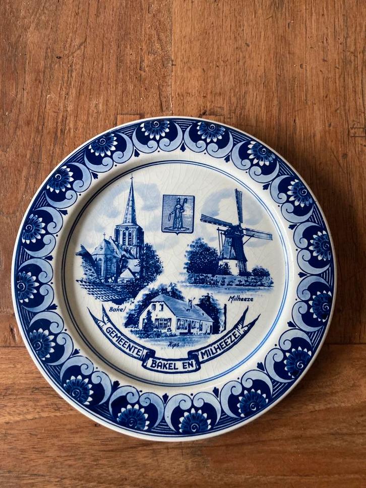 Delfts Blauw wandbord Gemeente Bakel en Milheeze, Antiek en Kunst, Antiek | Wandborden en Tegels, Ophalen of Verzenden