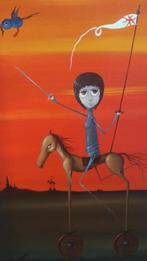 Jeanne d'Arc - Oil painting on canvas (Surrealism), Antiek en Kunst, Verzenden