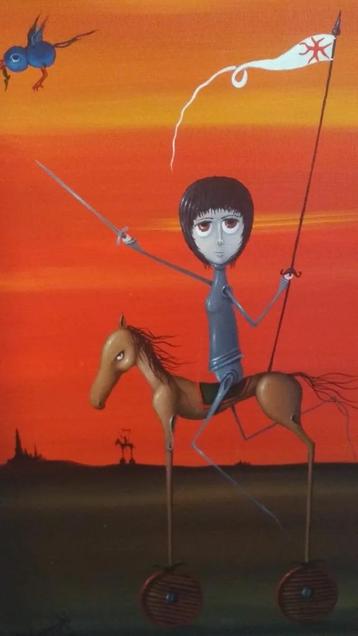 Jeanne d'Arc - Oil painting on canvas (Surrealism) beschikbaar voor biedingen