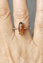 zilveren ring met natuurlijke Barnsteen(Amber) zilver 925, Sieraden, Tassen en Uiterlijk, Ringen, Nieuw, Oranje, Met edelsteen