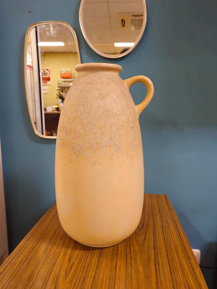 Vintage West Germany Vloervaas Oorvaas Beige, Huis en Inrichting, Woonaccessoires | Vazen, Overige kleuren, Minder dan 50 cm, Aardewerk of Porselein