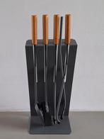 kachel-set haardset openhaard 5-delig metaal met houten grip, Ophalen of Verzenden, Gebruikt, Vrijstaande haard, Overige soorten