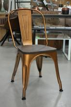 Partij hippe eetkamerstoelen Tolix metaal hout koper horeca, Huis en Inrichting, Stoelen, Ophalen, Bruin, Nieuw, Vijf, Zes of meer stoelen