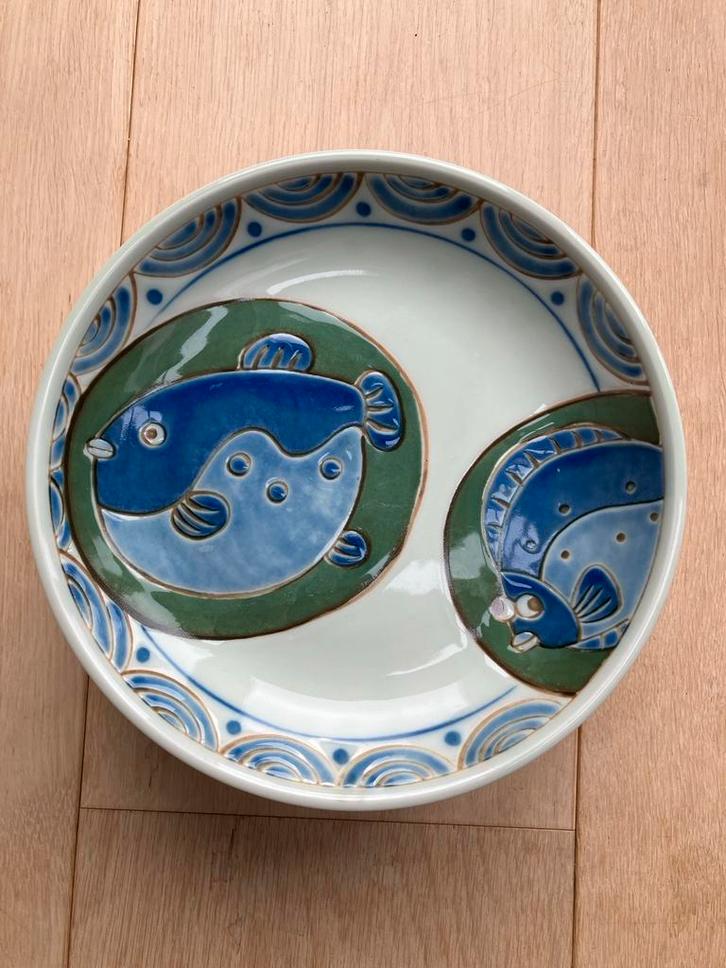 6 Japanse Aardewerk Borden - Kogelvis (Fugu) Design, Huis en Inrichting, Keuken | Servies, Zo goed als nieuw, Bord(en), Overige stijlen