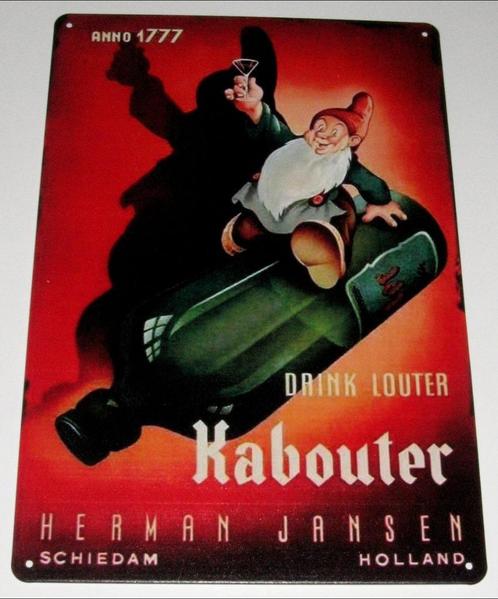 KABOUTER - JENEVER : Bord Reclame - Drink Louter Kabouter, Verzamelen, Merken en Reclamevoorwerpen, Nieuw, Reclamebord, Verzenden