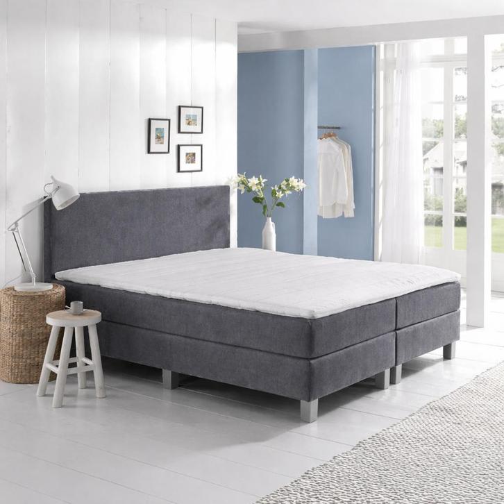 OP=OP Vaste boxspring Basic - 140 x 220 Velvet Antraciet, Huis en Inrichting, Slaapkamer | Complete slaapkamers, Nieuw, Tweepersoons