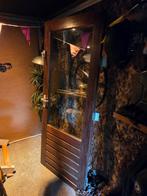 Hardhouten Buitendeur 201x83cm / dubbel glas, Ophalen of Verzenden, Gebruikt, Buitendeur, 200 tot 215 cm