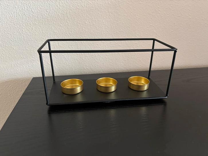 Theelichthouder Goud/Zwart - Z.G.A.N., Huis en Inrichting, Woonaccessoires | Kandelaars en Kaarsen, Nieuw, Kandelaar, Minder dan 25 cm