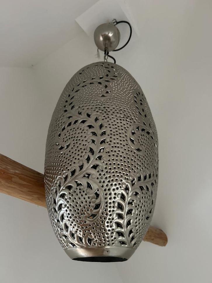 Grote oosterse hanglamp zilverkleur, Huis en Inrichting, Lampen | Hanglampen, Gebruikt, 50 tot 75 cm, Metaal, Ophalen
