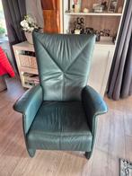 Donkergroene Relaxstoel in prima staat., Huis en Inrichting, Fauteuils, Ophalen, Minder dan 75 cm, Leer, Zo goed als nieuw