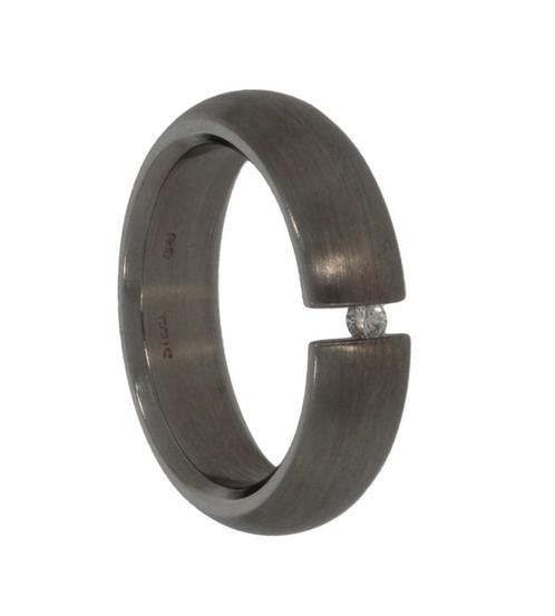 Diamant solitair nieuwe design unisex ring titanium, Sieraden, Tassen en Uiterlijk, Ringen, Nieuw, Dame of Heer, 17 tot 18, Zilver
