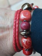 Kazuri wikkelarmband, Verzenden, Nieuw, Rood, Leer