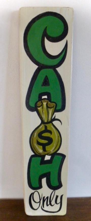 Handgeschilderd Cash Only bord/schilderij/mancave/Tattoo beschikbaar voor biedingen