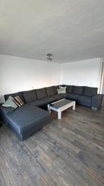 Complete grijze bank met zithoek/loungehoek, Ophalen, Gebruikt, Stof