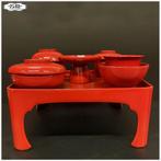 Rood Japans lakwerk maaltijd setje (Ozen), Antiek en Kunst, Curiosa en Brocante, Ophalen of Verzenden