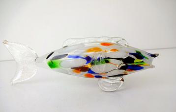 Glazen vis helder met blauw oranje groen rood Murano 3688-g beschikbaar voor biedingen