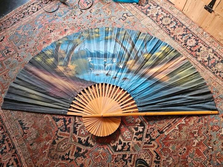 Grote Decoratieve Waaier met Schilderij, Huis en Inrichting, Woonaccessoires | Wanddecoraties, Gebruikt, Ophalen of Verzenden