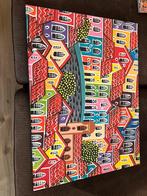 Print schilderij huizen op canvas, Antiek en Kunst, Ophalen